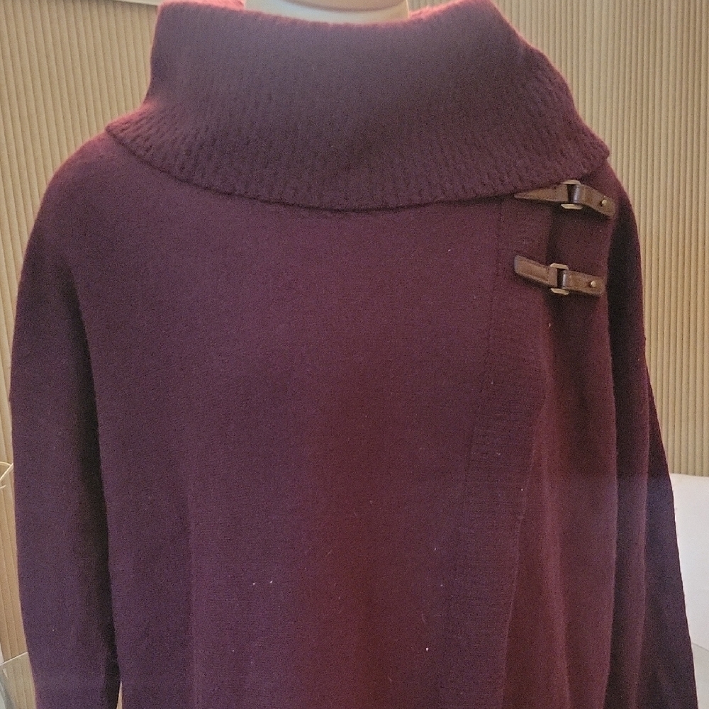 Ellen Tracy Deep Purple Cowl Neck Sweater